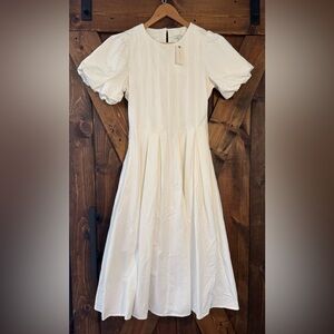 NWT Anthropologie White Puff Sleeve Corset Dress Size 4 100% cotton